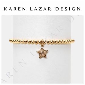 Karen Lazar 3mm YG Pave Diamond ⭐️ Charm Bracelet